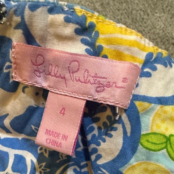 LILLY PULITZER 4 S Blue Yellow Floral Halter Macrame Detail Dress R $198 - Picture 5 of 11